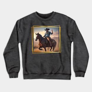 Mounted Cowboy holding his finger up Crewneck Sweatshirt